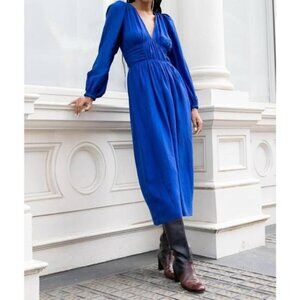 SEA New York Fabiola Cobalt Blue Long Sleeve V Neck Dress Size US 8 NEW NWT